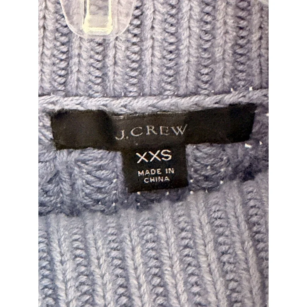 J.Crew Women's XXS Relaxed Marled Rollneck Cotton Sweater Blue 100% cotton